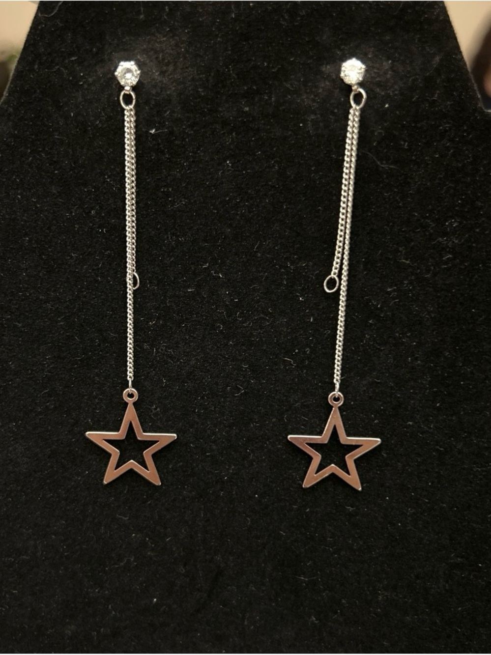 Silver color star earrings